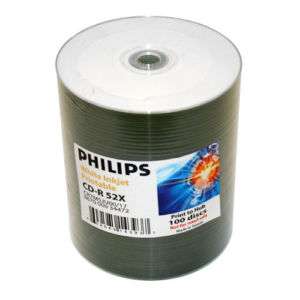 200 PHILIPS 52X CD R White Inkjet HUB Printable Disc Media 700MB 
