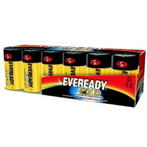  Eveready Gold Alkaline Batteries D, In Tray Pack, 12 Count 