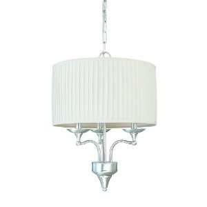   Light Pendant, Brushed Nickel Finish with Pleated Bisqe Fabric Shade