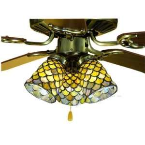  Amber Fish Scale Tiffany Stained Glass Ceiling Fan 52 