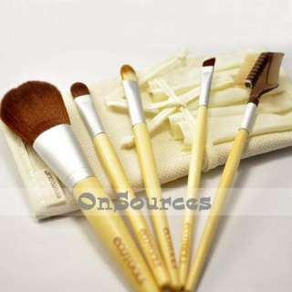 Natural EcoTools BAMBOO Makeup Brush Set 5pcs + Brushes Pocket For 