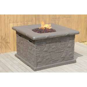  42 Square Faux Brick Outdoor Propane Fire Pit with 