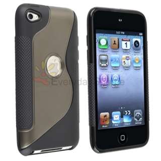 BLACK / SMOKE TPU HYBRID Rubber Hard CASE COVER for iPOD TOUCH 4TH GEN 