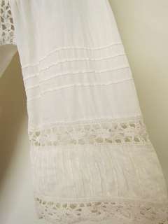Vtg Antique Edwardian Irish Crochet Embroidered Lace White Lawn 