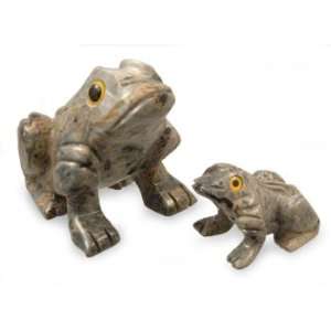    Soapstone statuettes, Froggy Family (pair)