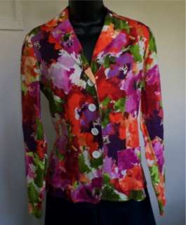 Spiegel light linen jacket blazer coat top sz 2 orange purple green 