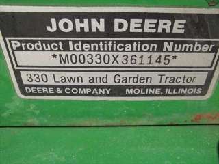 John Deere 330 Diesel Lawn Tractor Mower Deck Turf JD  