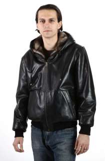   New Black Lambskin Leather Hooded Reversible Jacket Size M 5XL  