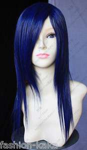 Wig113 New Long Blue Black Cosplay Party Wig 60cm  