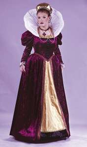 ELIZABETHIAN QUEEN ADULT WOMENS COSTUME Regal Royal Velvet Gown 