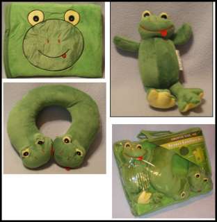 Kreative Kids 3 Matching Travel Comfort Kit Frog Blanket Toy & Neck 