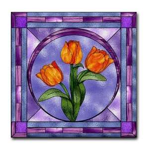  Stained Glass Tulips Stained glass Tile Coaster by 