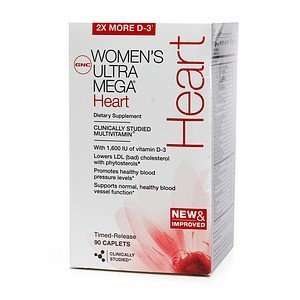  GNC Womens Ultra Mega Heart Multivitamin, Caplets, 90 ea 