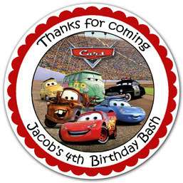 12 DISNEY CARS Label Stickers Birthday Party Favor Gift  