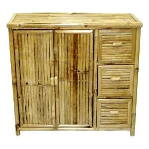  Bamboo 54 Natural Bamboo Storage Shelf with Drawers Patio 