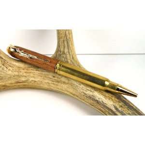  338 Mag Rifle Cartridge Pen With a Gold Finish