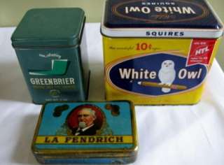 Tobacco Tins La Fendrich White Owl Hickory Haupt Tin  