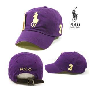 Purple polo cap baseball tennis outdoor sports hat Big polo Yellow 