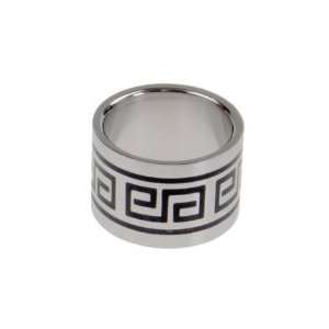    316L Stainless Steel Greek Key Pattern Ring   Size 15 Jewelry
