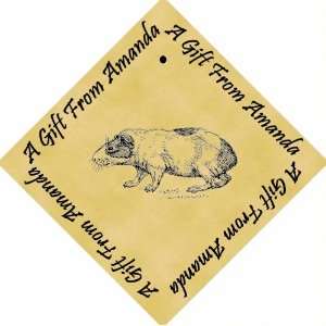   Parchment 6cm Square Gift Tags Guinea Pig