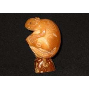  Ivory Otter Tagua Nut Figurine Carving, 1.2 x 2.4 x 1.2 