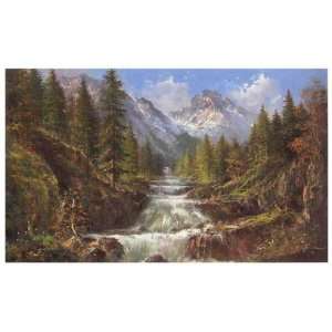  Waterfall In The Carpathians by Helmut Glassl. Size 19.75 