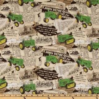  44 Wide John Deere Vintage Tractor News Ad Brown Fabric 
