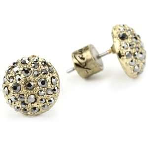 Kenneth Cole New York Modern Mixed Metallic Gold Pave Button Stud 