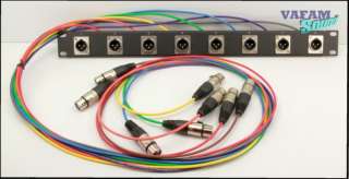 Wired Audio Panel, 8 XLR Male Panel to 8 Female XLR Cable Connectors 