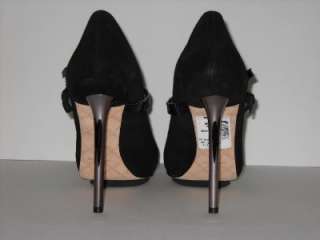   Peggy Black Suede Mary Jane Platform Pumps Heels Shoes 10 M  