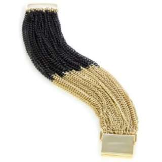 Lee Angel Safina Colorblock Black and Gold Multi Chain Bracelet 