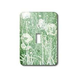 Patricia Sanders Creations   Green Poppies Floral Art   Light Switch 