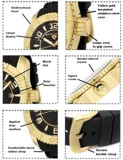 Swiss Legend Mens 20068 YG 01 Commander Collection Yellow Gold Ion 