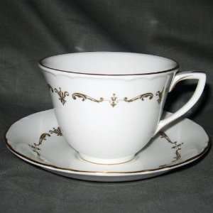 Royal Worcester Gold Chantilly Cup & Saucer Set Footed