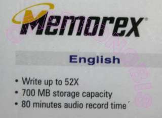 60 Memorex CD R 52X Discs in sleeves  