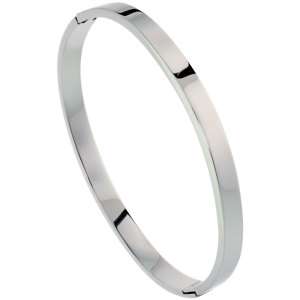 MENS SOLID OVAL STAINLESS STEEL BANGLE BRACELET bss15b  