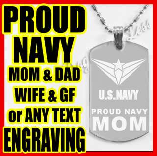 PROUD US ARMY NAVY AIR FORCE MOM / DAD DOGTAG PENDANT  