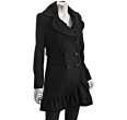 betsey johnson black wool blend double breasted ruffle trim coat