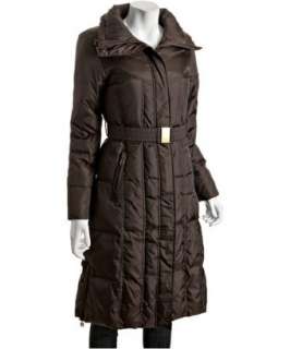 Marc New York chocolate quilted sateen belted down coat   up 