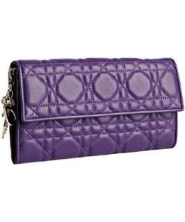Christian Dior purple cannage lambskin Lady Dior continental wallet 
