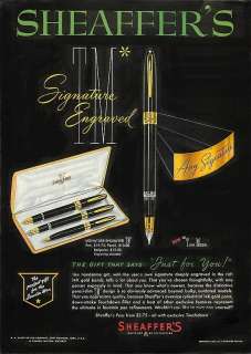 1951 Sheaffers Signature Engraved Pen   Vintage Ad  
