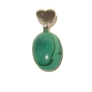   05 Green Oval Silver Heart Bail Crystal Healing Gem 1 Jewelry