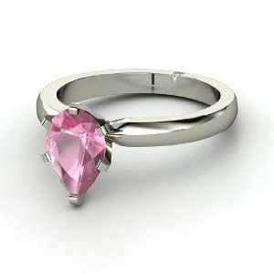  Solitaire Ring, Pear Pink Tourmaline Sterling Silver Ring Jewelry