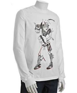 Dsquared2 white embroidered robot graphic t shirt   