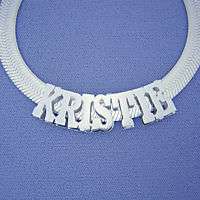 Silver 3D Personalized Name Herringbone Necklace SD18  