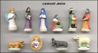 ENFANT JESUS SET 10 PORCELAIN Figures CRIB Nativity  