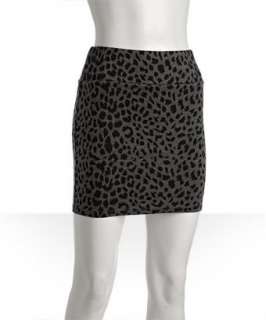 Necessary Objects grey stretch leopard print mini pencil skirt 