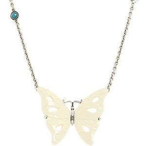LUCKY BRAND JEWELRY Big White Carved Butterfly Necklace  