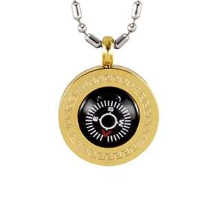   Steel Greek Key Edge Compass Pendant Necklace 24 Dahlia Jewelry