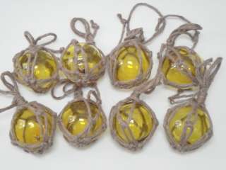 amber glass float ball with fishing net 3 reproduction nautical